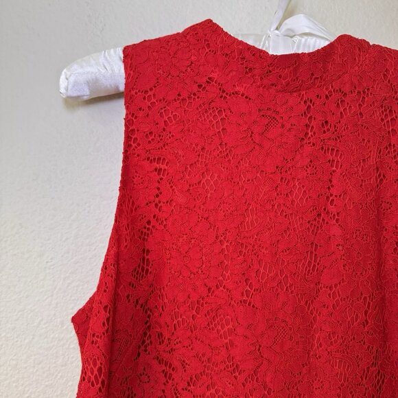 Ann Taylor LOFT Size 8 Red Lace Fit and Flare Sleeveless Dress Valentines - Picture 2 of 9